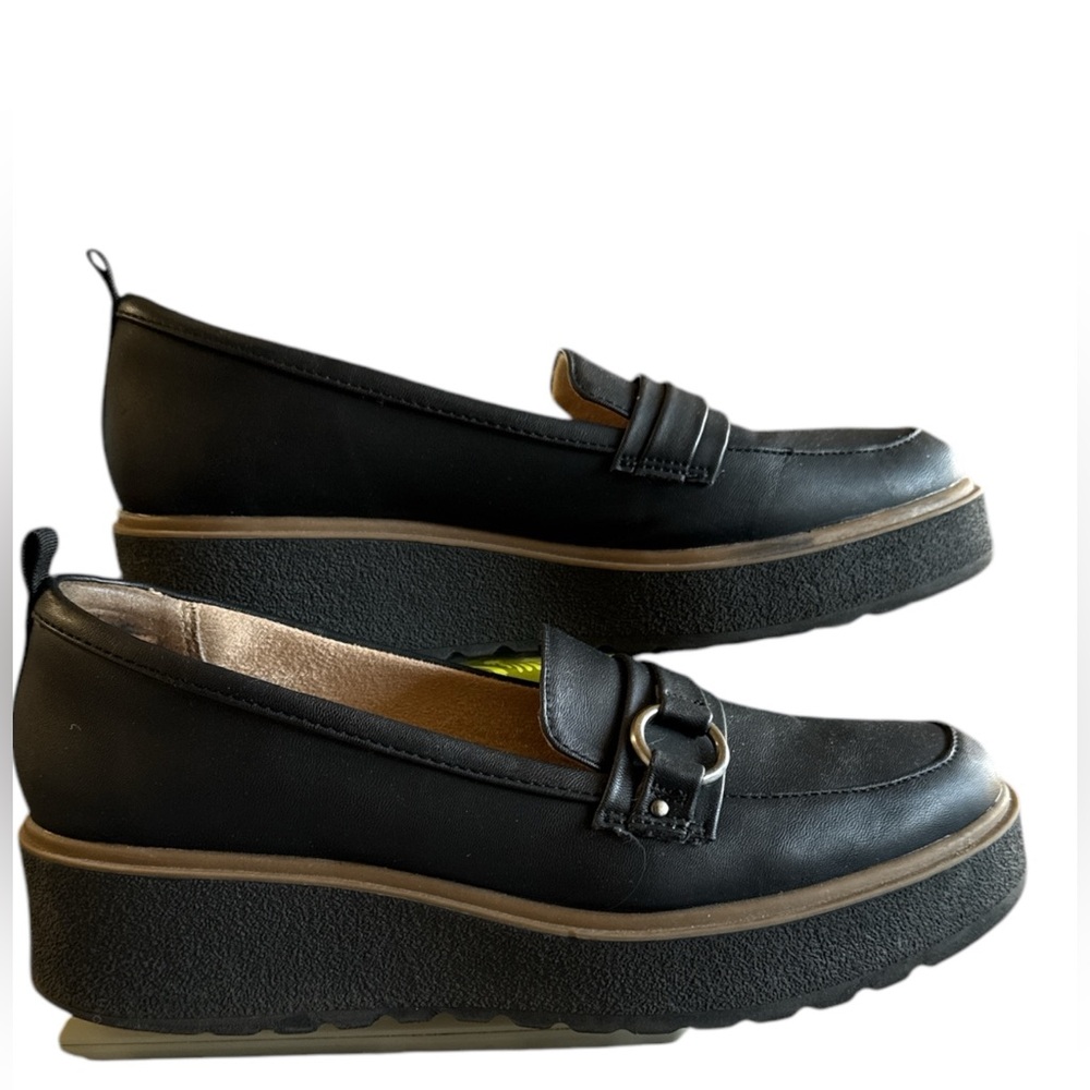 SOUL Naturalizer Joyla Blk Platform Wedge Loafers/Lug Sole/Buckle Detail-Sz 9.5